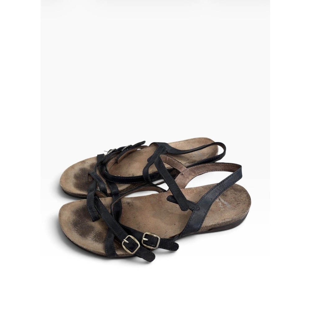 Dansko Women's Strappy Sandals Shoes Roslyn Waxy Burnished Black Sz 9.5-10/EU 40
